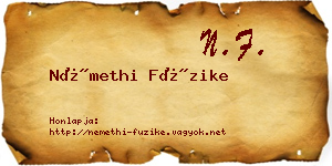 Némethi Füzike névjegykártya